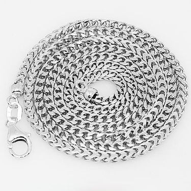 14K Semi-Solid White Gold Mens Franco Chain 4 mm